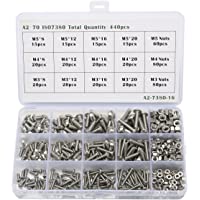 Baban - Juego de tornillos y tuercas de cabeza redonda M3 M4 M5 de acero inoxidable Hex- 440 unidades